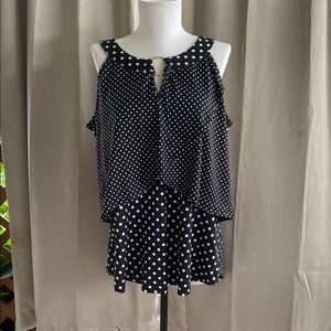 Polka Dot Sleeveless Top - Black and White
